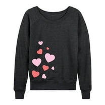 Instant Message - Scattered Hearts Side Hit - Ladies French Terry Long Sleeve Shirt