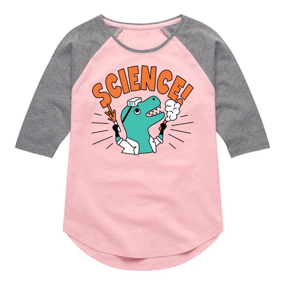 Instant Message - Science Dinosaur - Toddler & Youth Girls Raglan Graphic T-Shirt