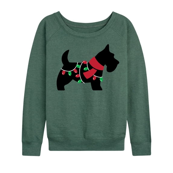 Instant Message - Scottie Dog With Lights - Women's Lightwieght French Terry Long Sleeve Shirt