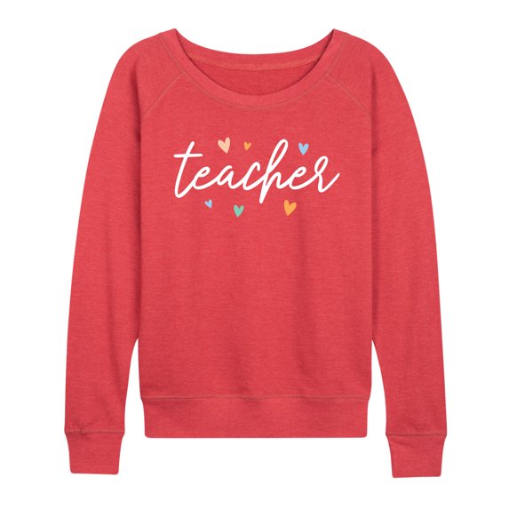 Instant Message - Script Teacher With Hearts - Women's Lightweight French Terry Pullover