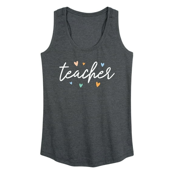 Instant Message - Script Teacher With Hearts - Women's Racerback Tank Top