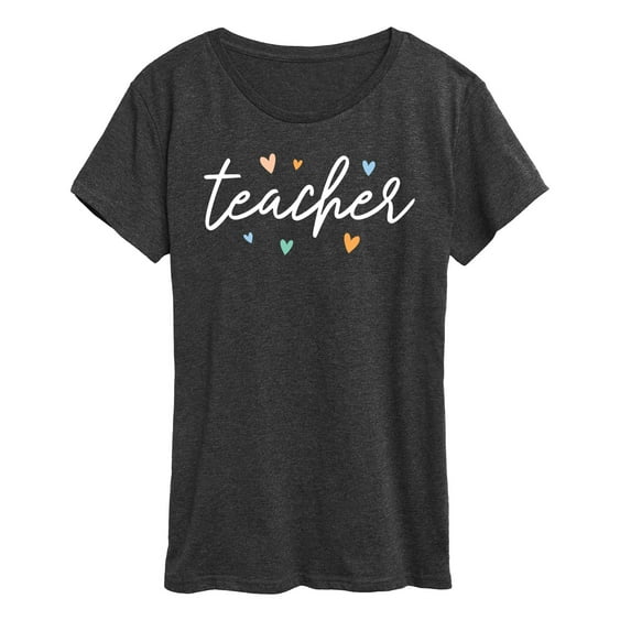 Instant Message - Script Teacher With Hearts - Women's Short Sleeve Graphic T-Shirt