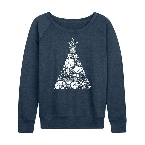 Instant Message - Sea Shell Christmas Tree - Women's Lightweight French Terry Long Sleeve Shirt