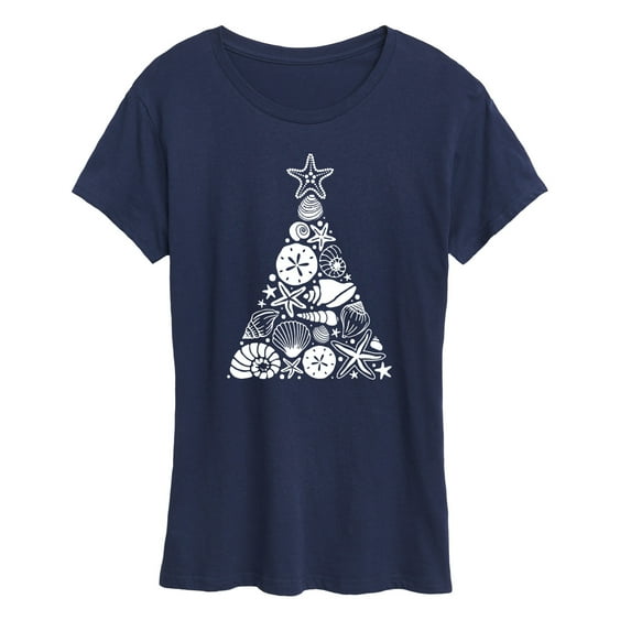 Instant Message - Sea Shell Christmas Tree - Women's Short Sleeve Graphic T-Shirt