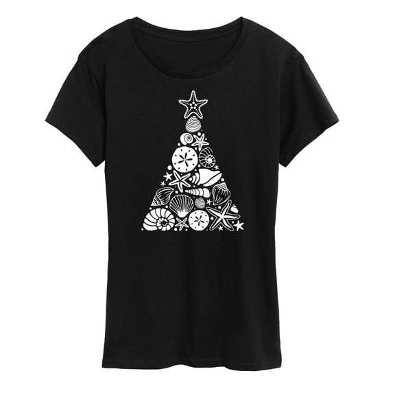 Instant Message - Sea Shell Christmas Tree - Women's Short Sleeve Graphic T-Shirt