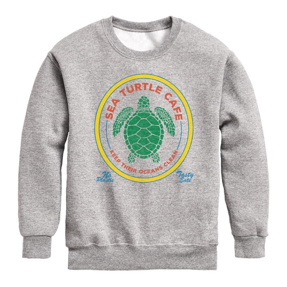 Instant Message - Sea Turtle Cafe Graphic Long Sleeve Fleece Sweatshirt