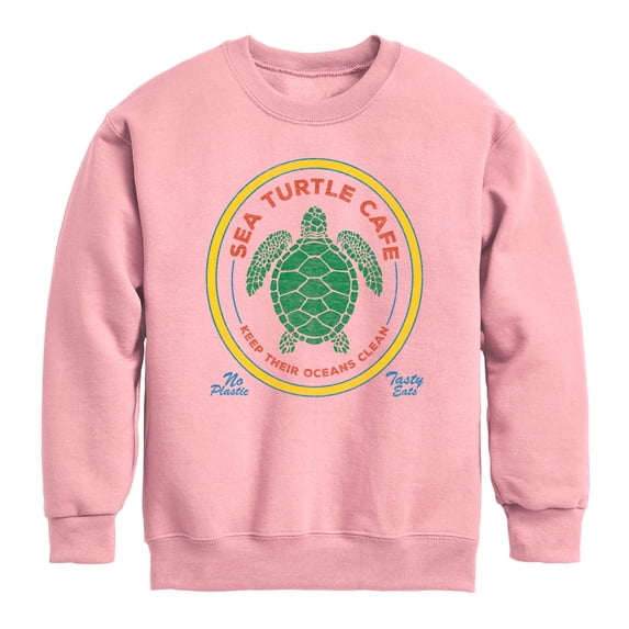 Instant Message - Sea Turtle Cafe Graphic Long Sleeve Fleece Sweatshirt