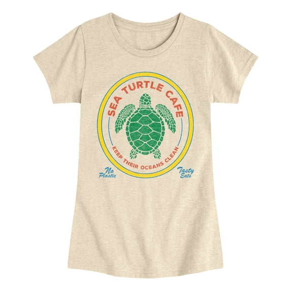 Instant Message - Sea Turtle Cafe Fitted Short Sleeve Graphic T-Shirt