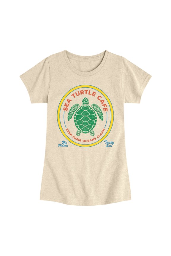 - Sea Turtle Cafe - Youth Girls Fitted Short Sleeve T-Shirt