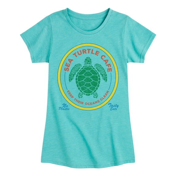 Instant Message - Sea Turtle Cafe - Youth Girls Fitted Short Sleeve T-Shirt