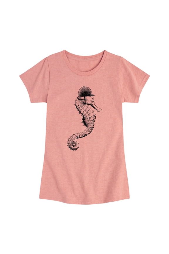 - Seahorse Jockey - Youth Girls Fitted Short Sleeve T-Shirt