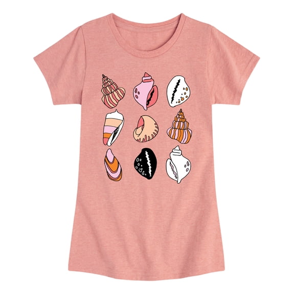 Instant Message - Seashell Grid - Youth Girls Fitted Short Sleeve T-Shirt