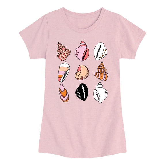 Instant Message - Seashell Grid - Youth Girls Fitted Short Sleeve T-Shirt