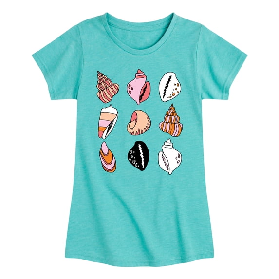 Instant Message - Seashell Grid - Youth Girls Fitted Short Sleeve T-Shirt