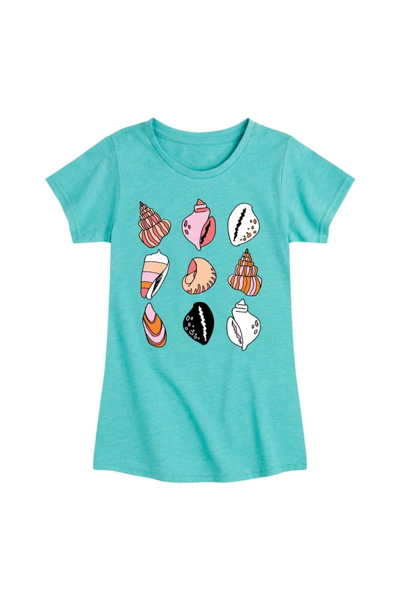 - Seashell Grid - Youth Girls Fitted Short Sleeve T-Shirt