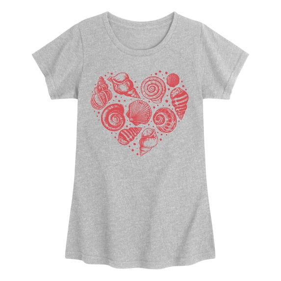 Instant Message - Seashell Heart - Youth Girls Fitted Short Sleeve T-Shirt