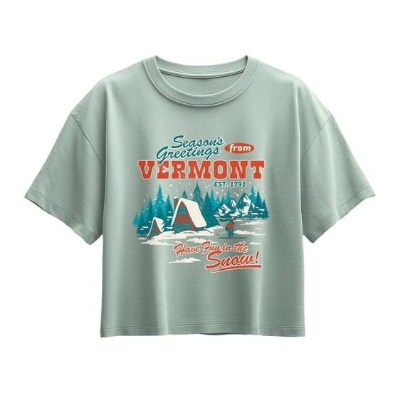Instant Message - Season's Greetings From Vermont Girls' Short Sleeve Boxy Graphic T-Shirt