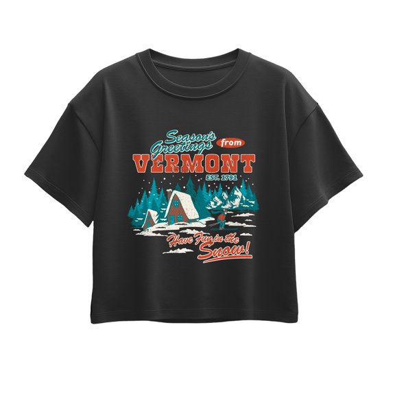 Instant Message - Season's Greetings From Vermont Girls' Short Sleeve Boxy Graphic T-Shirt