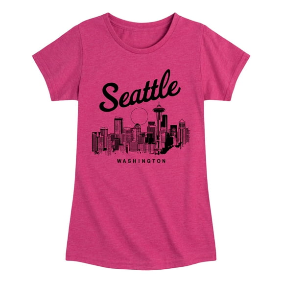 Instant Message - Seattle Washington - Girls Fitted Short Sleeve Graphic T-shirt