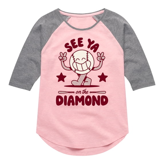Instant Message - See Ya On The Diamond - Girls Shirt Tail Raglan
