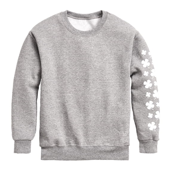 Instant Message - Shamrocks Trail White Graphic Long Sleeve Fleece Sweatshirt