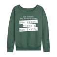 thumbnail image 1 of Instant Message - She Prays, Works, & has Faith - Women's Lightweight French Terry Long Sleeve Shirt, 1 of 6