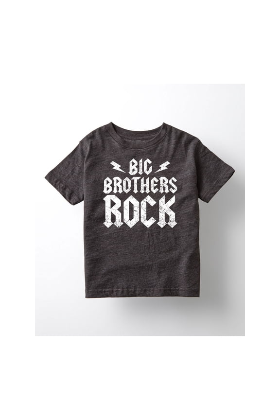 - Short Sleeve Big Brothers Rock Printed Gray Youth T-Shirt, Boys Size Large-L
