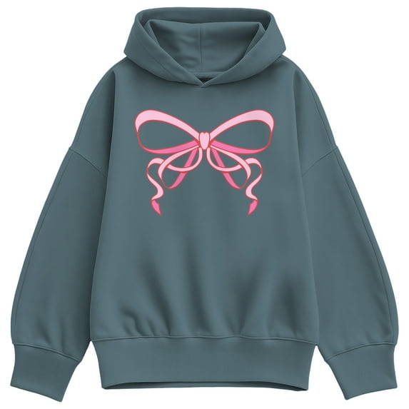 Instant Message - Simple Bow - Women's Oversized Fleece Hoodie Sweatshirt