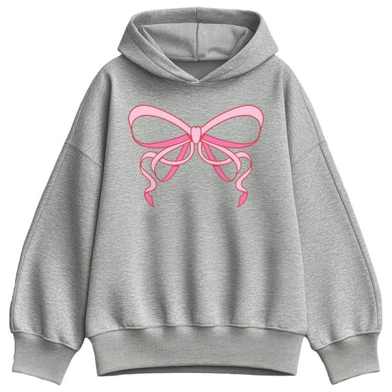 Instant Message - Simple Bow - Women's Oversized Fleece Hoodie Sweatshirt