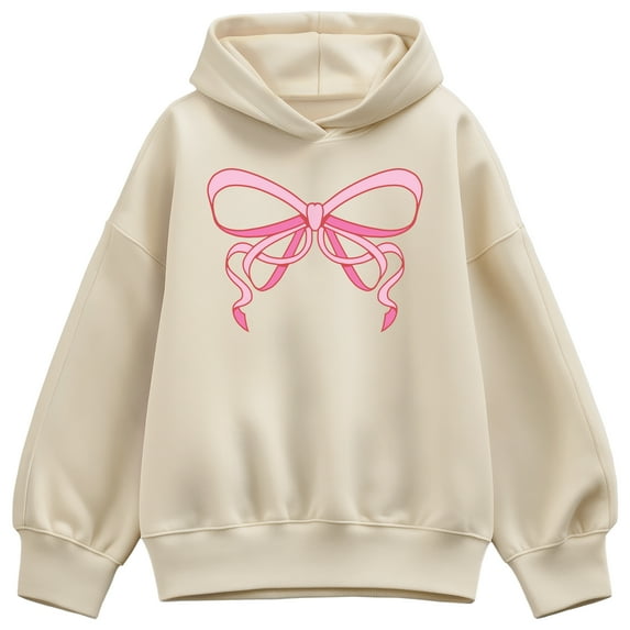 Instant Message - Simple Bow - Women's Oversized Fleece Hoodie Sweatshirt