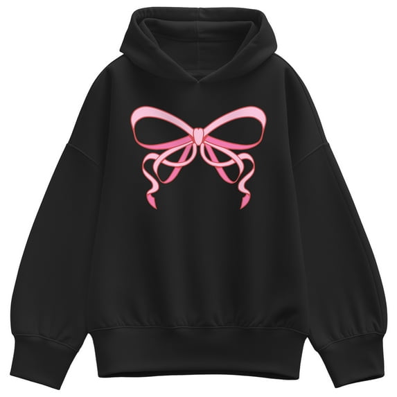 Instant Message - Simple Bow - Women's Oversized Fleece Hoodie Sweatshirt