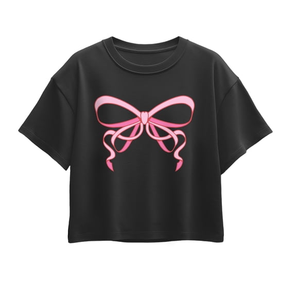 Instant Message - Simple Bow Short Sleeve Boxy Graphic T-Shirt