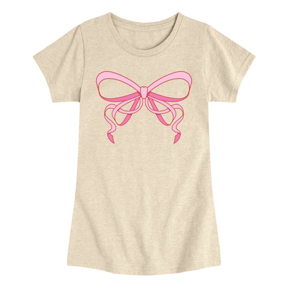 Instant Message - Simple Bow Fitted Short Sleeve Graphic T-Shirt