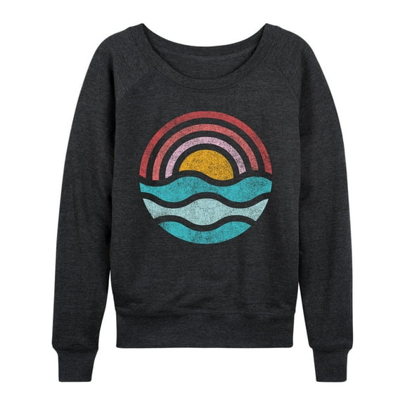 Instant Message - Simple Sunset Waves - Women's French Terry Long Sleeve Pullover