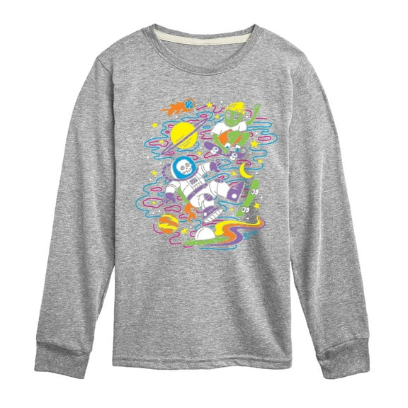 Instant Message - Skateboarders In Space - Toddler & Youth Long Sleeve Graphic T-Shirt