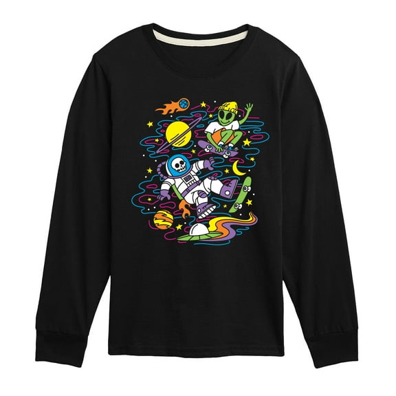 Instant Message - Skateboarders In Space - Toddler & Youth Long Sleeve Graphic T-Shirt