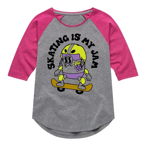 Instant Message - Skateboarding - Skating: My Job - Toddler & Youth Girls Raglan Graphic T-Shirt
