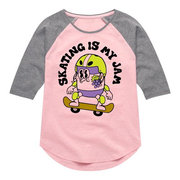 Instant Message - Skateboarding - Skating: My Job - Toddler & Youth Girls Raglan Graphic T-Shirt