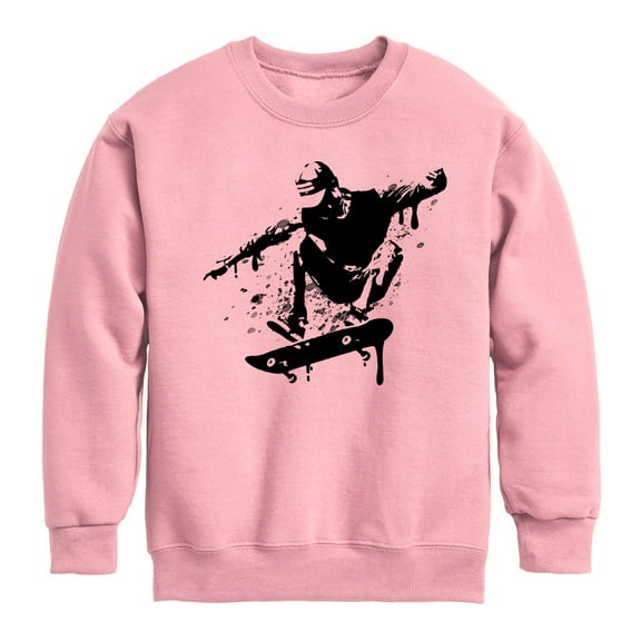 Instant Message - Skateboarding - Spray Painted Skater - Toddler & Youth Crewneck Fleece Sweatshirt