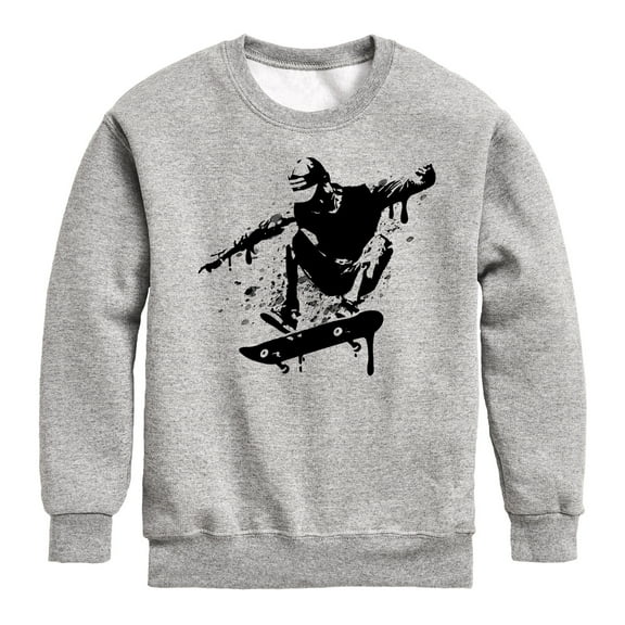 Instant Message - Skateboarding - Spray Painted Skater - Toddler & Youth Crewneck Fleece Sweatshirt