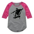 thumbnail image 1 of Instant Message - Skateboarding - Spray Painted Skater - Toddler & Youth Girls Raglan T-Shirt, 1 of 6