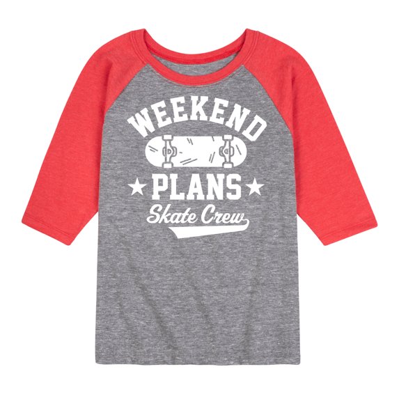Instant Message - Skateboarding - Weekend Plans Skate Crew - Toddler & Youth Raglan Graphic T-Shirt