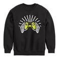 thumbnail image 1 of Instant Message - Skeleton Gamer Hands - Toddler & Youth Crewneck Fleece Sweatshirt, 1 of 6