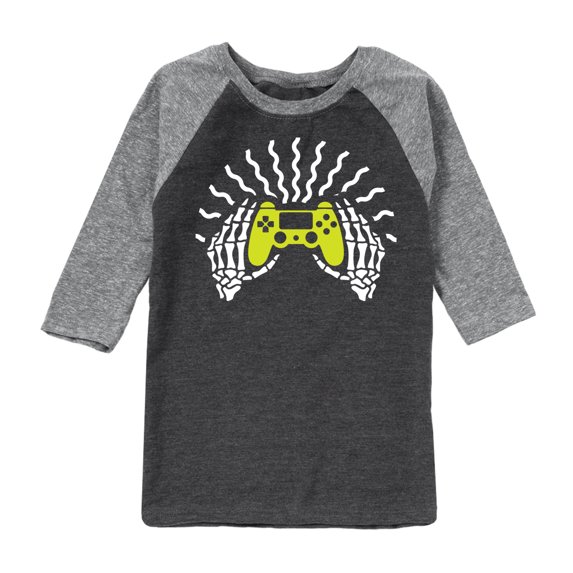 Instant Message - Skeleton Gamer Hands - Toddler & Youth Raglan Graphic T-Shirt