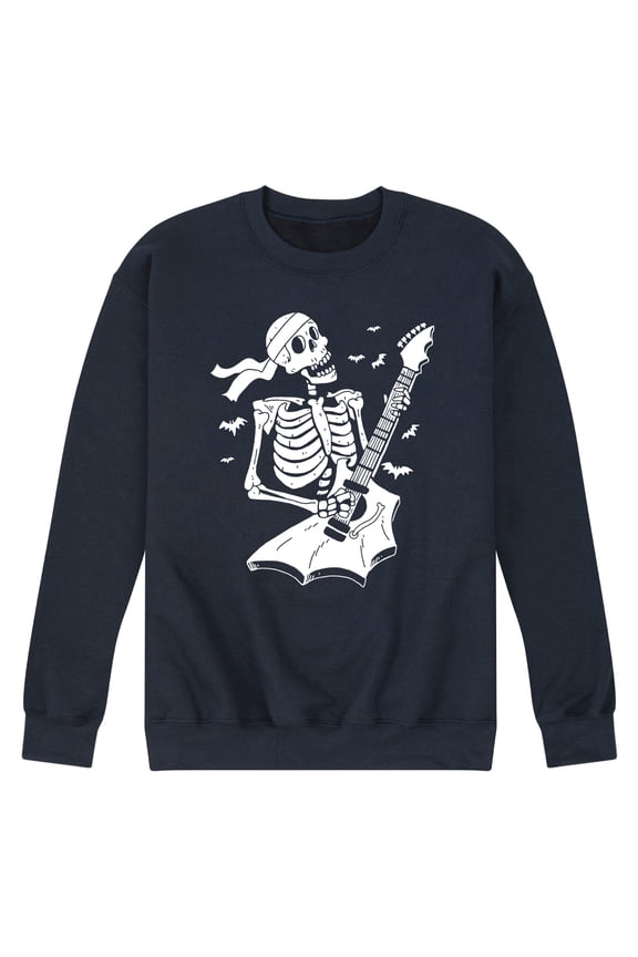- Skeleton Guitar - Men's Crew Neck Fleece Pullover