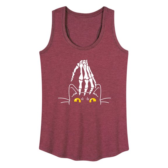 Instant Message - Skeleton Hand Petting Cat - Women's Racerback Tank Top