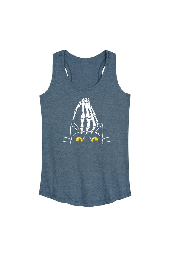 - Skeleton Hand Petting Cat - Women's Racerback Tank Top