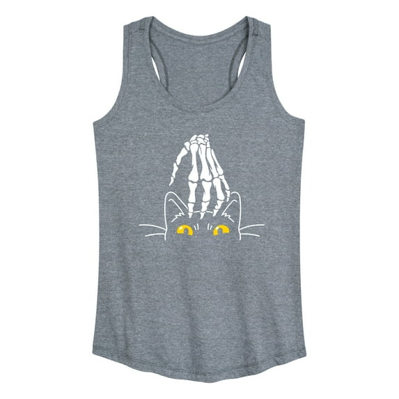 Instant Message - Skeleton Hand Petting Cat - Women's Racerback Tank Top