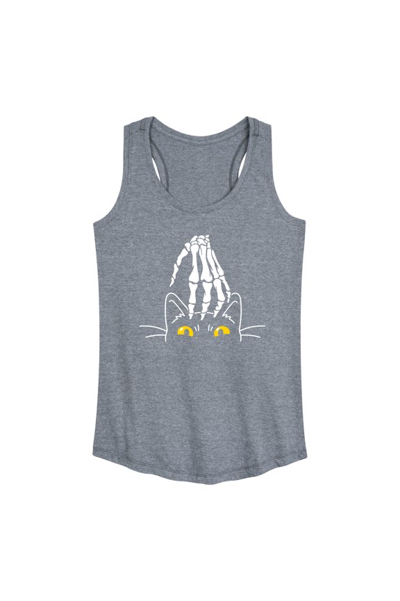 - Skeleton Hand Petting Cat - Women's Racerback Tank Top
