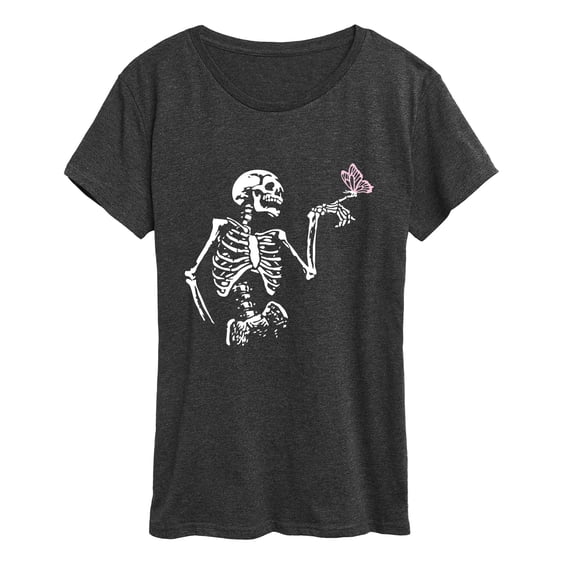 Instant Message - Skeleton With Butterfly Women's Short Sleeve Graphic T-Shirt